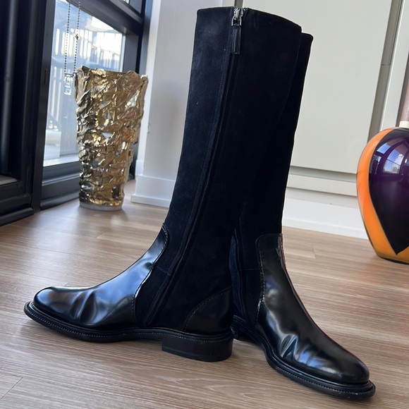 Jill Sander made in Italy leather & suede trim 8M(38) black riding boots - Picture 10 of 16